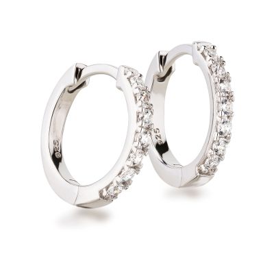 15mm Creolen massiv mit Zirkonia 925 Silber Rhodium | OCR-R32RH / EAN:4250887480365