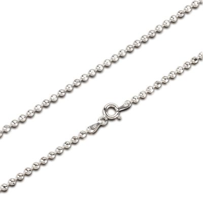 2,5mm Glitzer Halskette diamantierte Kugeln 925 Silber Rhodium | BaD25RH_45cm / EAN:4250887405689