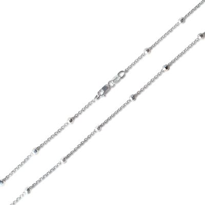 45cm - Kugelkette aus 925 Silber Rhodium diamantiert | HK-Ba04S / EAN:4250887410881