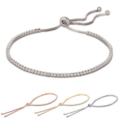 925 Silber Armband mit Schiebeverschluss rundherum mit Zirkonia besetzt | WoJ-AB01 / EAN:4250887406495