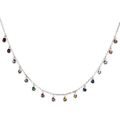 Bunte Halskette aus 925 Silber Rhodium mit Zirkonia | HK-C03-mu / EAN:4250887400165