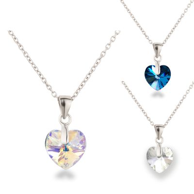 Crystal Aurora Boreale - Kinder Kette mit Herz Anhänger klein 925 Silber | PD14-1RH-RL / EAN:4250887409281