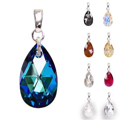 Crystal Golden Shadow - Schmuck Anhänger 22mm Tropfen Kristall 925 Silber Farbwahl | PD-AN58RH / EAN:4250887402749