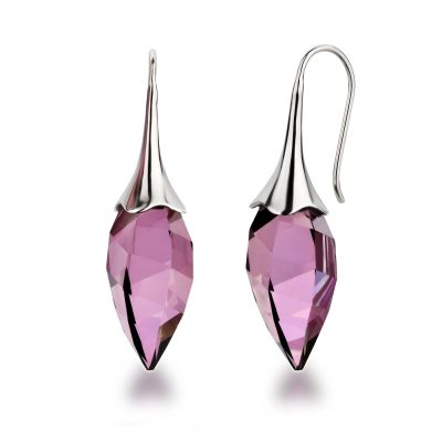 Ohrringe Twisted Drop lila aubergine Kristall 925 Silber Rhodium | Fi-OH38-PK02-LiX / EAN:4250887406402