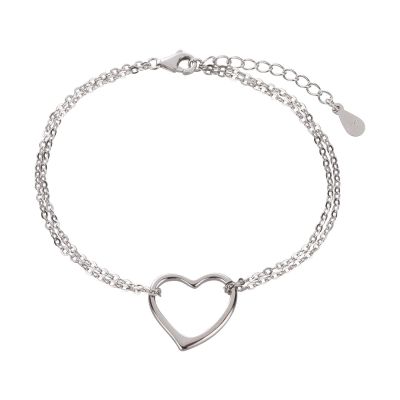 Sale_Armband 925 Silber Rhodium mit Herz Symbol Länge variabel | Ca-AB15 / EAN:4250887406525