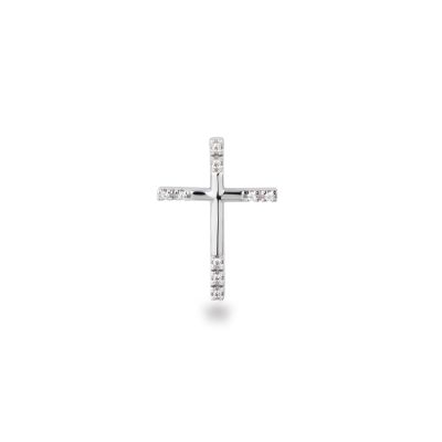 Schmaler Kreuz Anhänger 22mm 925 Silber Rhodium mit Zirkonia | Car-AN09 / EAN:4250887406600