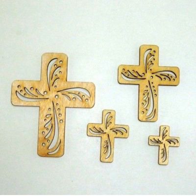 100mm - Holzkreuz mit filigranen Ausschnitten 30mm - 150mm | KRH 6315