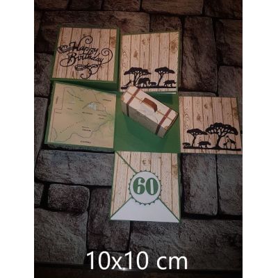 10x10 cm - Explosionsbox "Safari Afrika" handgearbeitet | EX29