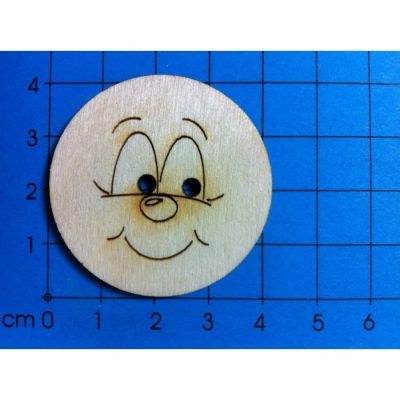 30mm - Holzknopf Gesicht Design 5 | BUH0740 / EAN:4250382850762