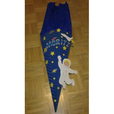 Blau, keine, Bastel-Set 68 cm - Schultuete Weltraum Handarbeit Zuckertuete individualisierbar, incl. Name | 678419546