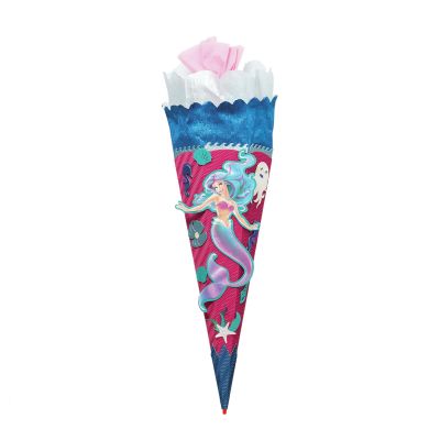 Cyan, blau, Bastelset 68cm Wellpappe - 3D-Schultüte Bastelset Meerjungfrau Nixe, 68 cm, eckig, Rot(h)-Spitze, Kreppverschluss | 658080