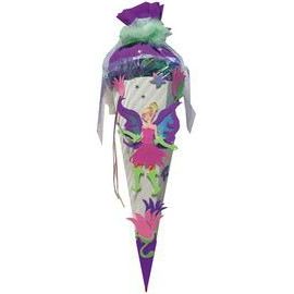 Cyan, pink, Fertige Schultüte 68cm Wellpappe - Schultuete Bastelset Fee | 658009