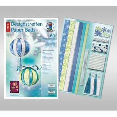 Designstreifen Paper Balls Set White Christmas | 23490099