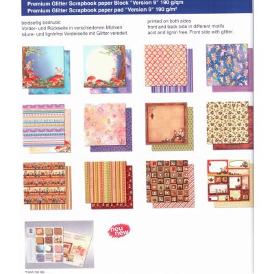 Elfen/Wichtel PREMIUM GLITTER SCRAPBOOK PAPIER BLOCK 12x12,VERSION 9 | 71650099 / EAN:4008525131885