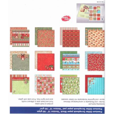 PREMIUM GLITTER SCRAPBOOK PAPIER BLOCK 12x12,VERSION 10 Winter 2012 | 71660099 / EAN:4008525131892