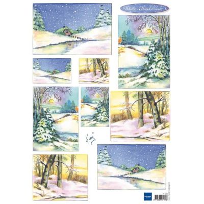 Schneidebogen Decoupage-Blätter Winterwunderland 1 A4 | IT0560 / EAN:8716697031518