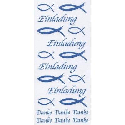 Sticker Fisch, Einladung, Danke Rub on blau | 137619-13 / EAN:7612996468912