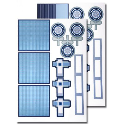 Taubenblau - Motivkarton Stanzbogen Kommunion/Konfirmation | 73-058- 317