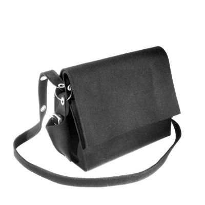 Schwarze Filztasche, Umhängetasche mit kleinem Täschchen | 314029166