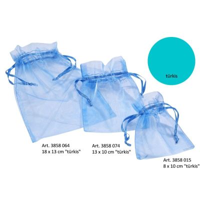 CREApop® Organza-Säckchen türkis 8 x 10 cm, Beutel a 12 Stück | 3858015 / EAN:4036159457491