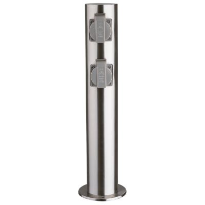 Außensteckdose 4-Fach, IP44, Edelstahl V2A, Ø118x470mm, 3680W/ 16A | 1534565ett / EAN:4002940351040