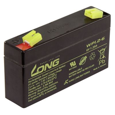 Bleiakku KUNG LONG "WP1.2-6" 6V/1,2Ah, 97x25x52mm, 0,3kg | 1300311ett / EAN:4250967304482