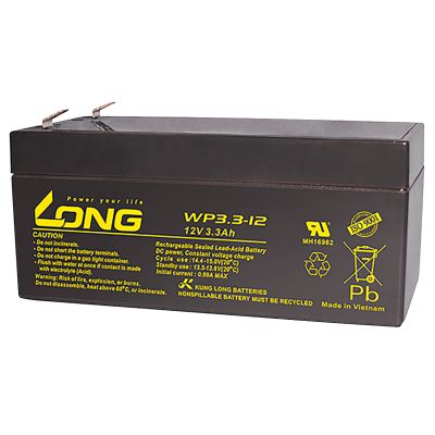 Bleiakku KUNG LONG "WP3,3-12", 12V, 3,3Ah, 134x67x59,5mm | 1300553ett