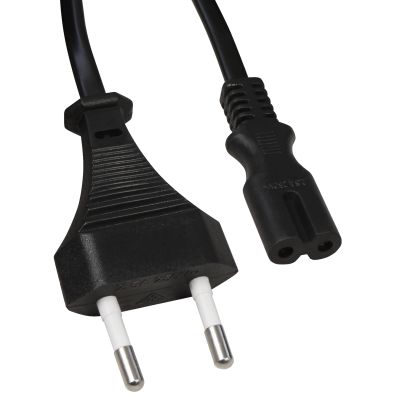 Euro-Netzkabel mit Doppelnutstecker, 1,5m, 0,75mm², schwarz | 1534408ett / EAN:4017538600028