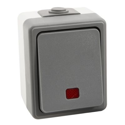 Feuchtraum Orientierungs-Schalter McPower "Secure", 250V~/10A, IP44, AP, grau | 1534947ett / EAN:4250967326446