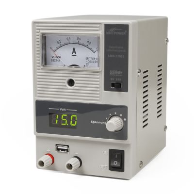 Labornetzgerät McPower "LBN-1501", 0-15V, 0-1A, 15 Watt, 5V USB | 1800015ett / EAN:4250967300873