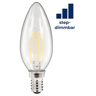 LED Filament Kerzenlampe McShine "Filed", E14, 4W, 470lm, warmweiß, step-dimmbar | 1452286ett / EAN:4250967321588