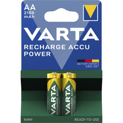 Mignon-Akku VARTA, Typ AA, NiMH-Akku, HR06, 1,2V/2100 mAh, Pre-charged, 2er Pack | 1300580ett / EAN:4008496550654