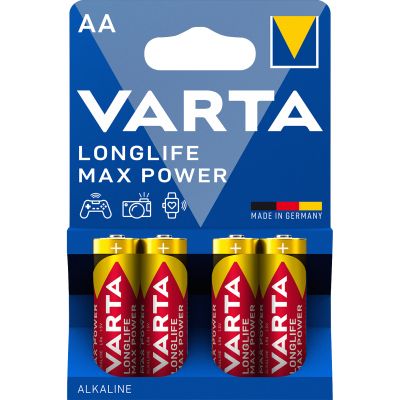 Mignon-Batterie VARTA "Longlife Max Power" Alkaline, Typ AA, LR06, 1,5V, 4-Pack | 1300574ett / EAN:4008496105946