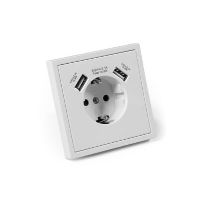 Schutzkontakt-Steckdose McPower "Shallow" 2xUSB-A - 5V/2,1A | 1535361ett / EAN:4250967332294