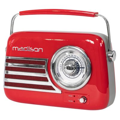 Tragbares Nostalgie Radio "FREESOUND-VR40R" mit Bluetooth, USB & FM 30W, rot | 1800119ett / EAN:5420047140722