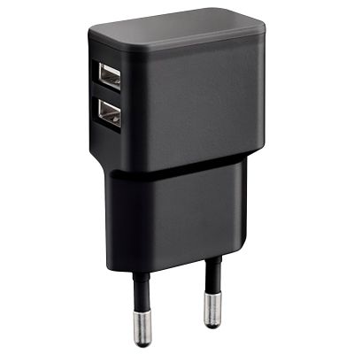 USB Ladegerät, 230V Netzteil, 2x USB-A, max. 5V/2,4A, 12 W | 1300485ett / EAN:4040849449512