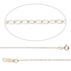 GEMSHINE 14k 585 Gold Halskette. 0,5 mm Ankerkette im klassischen Design mit Ketten Länge:40cm | 11612933drops/gem