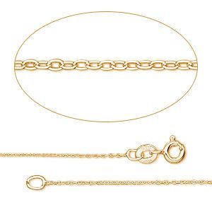 GEMSHINE 14k 585 Gold Halskette. 0,9 mm Ankerkette im klassischen Design mit Ketten Länge:40cm | 11612938drops/gem