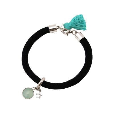 Gemshine - Damen - Armband - 925 Silber - Edelstein - Aqua Chalcedon - STAR - Stern - Grün - Schwarz | 11531135drops/gem