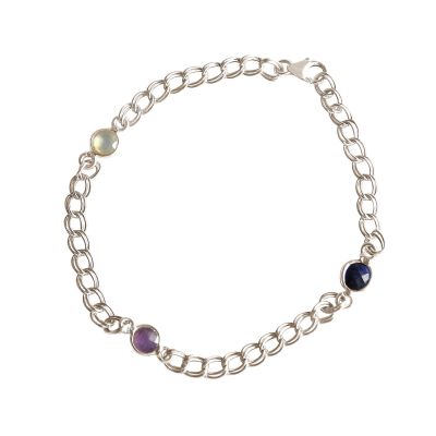 Gemshine - Damen - Armband - 925 Silber - Rosenquarz - Saphir - Amethyst - Rosa - Blau - Violett - Kette - Ges | 11531290drops/gem