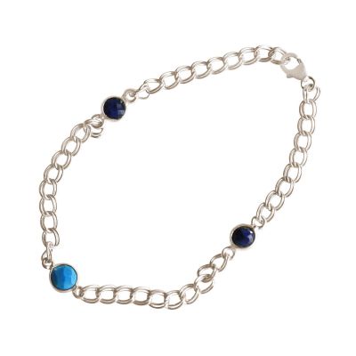 Gemshine - Damen - Armband - 925 Silber - Saphir - Türkis - Blau - Kette - Geschmeidig | 11531294drops/gem