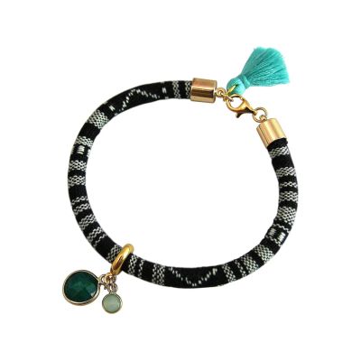 Gemshine - Damen - Armband - 925 Silber Vergoldet - AZTEC - Smaragd - Chalcedon - Grün - Meeresgrün | 11531237drops/gem