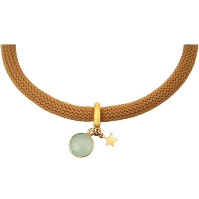 Gemshine - Damen - Armband - 925 Silber - Vergoldet - Edelstein - Aqua Chalcedon - STAR - Stern - Grün - Braun | 11531200drops/gem