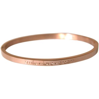 Gemshine - Damen - Armband - Armreif - Smile - Love - Dream - WISHES - Rose Gold - 4 mm | 11612559drops/gem