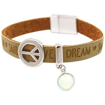 Gemshine - Damen - Armband - Frieden - Peace - WISHES - Chalcedon - Braun Sand - Magnetverschluss | 11531014drops/gem