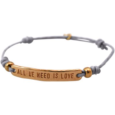 Gemshine - Damen - Armband - Gravur - ALL WE NEED IS LOVE - Rose Vergoldet - Hellgrau | 11531674drops/gem