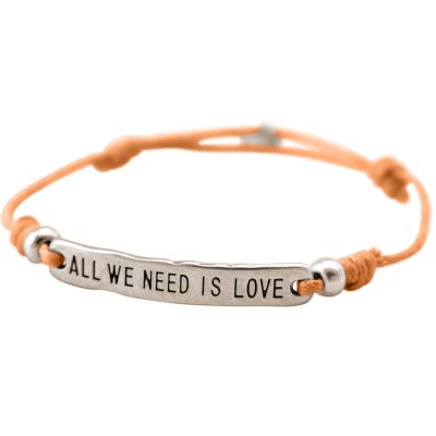 Gemshine - Damen - Armband - Gravur - ALL WE NEED IS LOVE - Silber - Hellkoralle - Rose | 11531714drops/gem