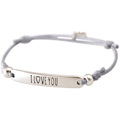 Gemshine - Damen - Armband - Gravur - I LOVE YOU - Silber - Hellgrau | 11531660drops/gem