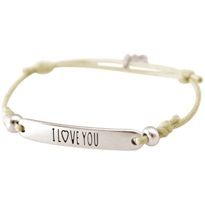 Gemshine - Damen - Armband - Gravur - I LOVE YOU - Silber - Nude | 11531694drops/gem