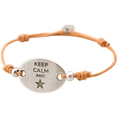 Gemshine - Damen - Armband - Gravur - KEEP CALM - Silber - Hellkoralle - Rose | 11531727drops/gem